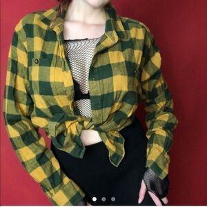 Yellow and green tartan flannel  🖤💛​​​​​​​​​​​​​​​​​​​​​​​